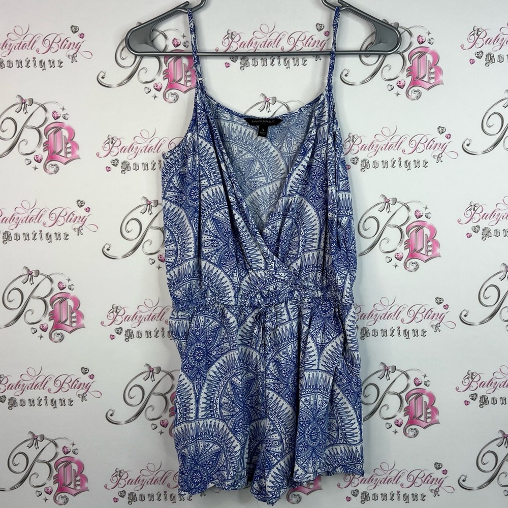 Banana Republic romper one piece jumper Aztec Blue and White Patterned Romper